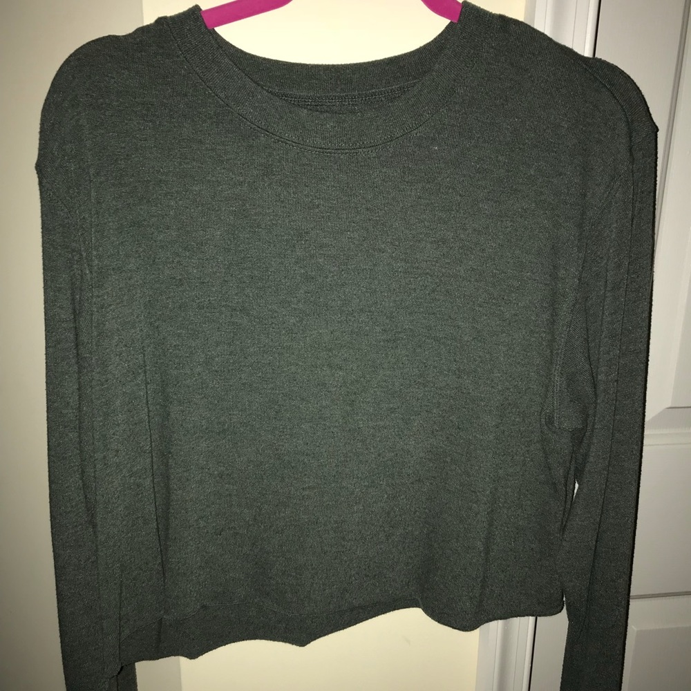 Forest green, long sleeve crop top